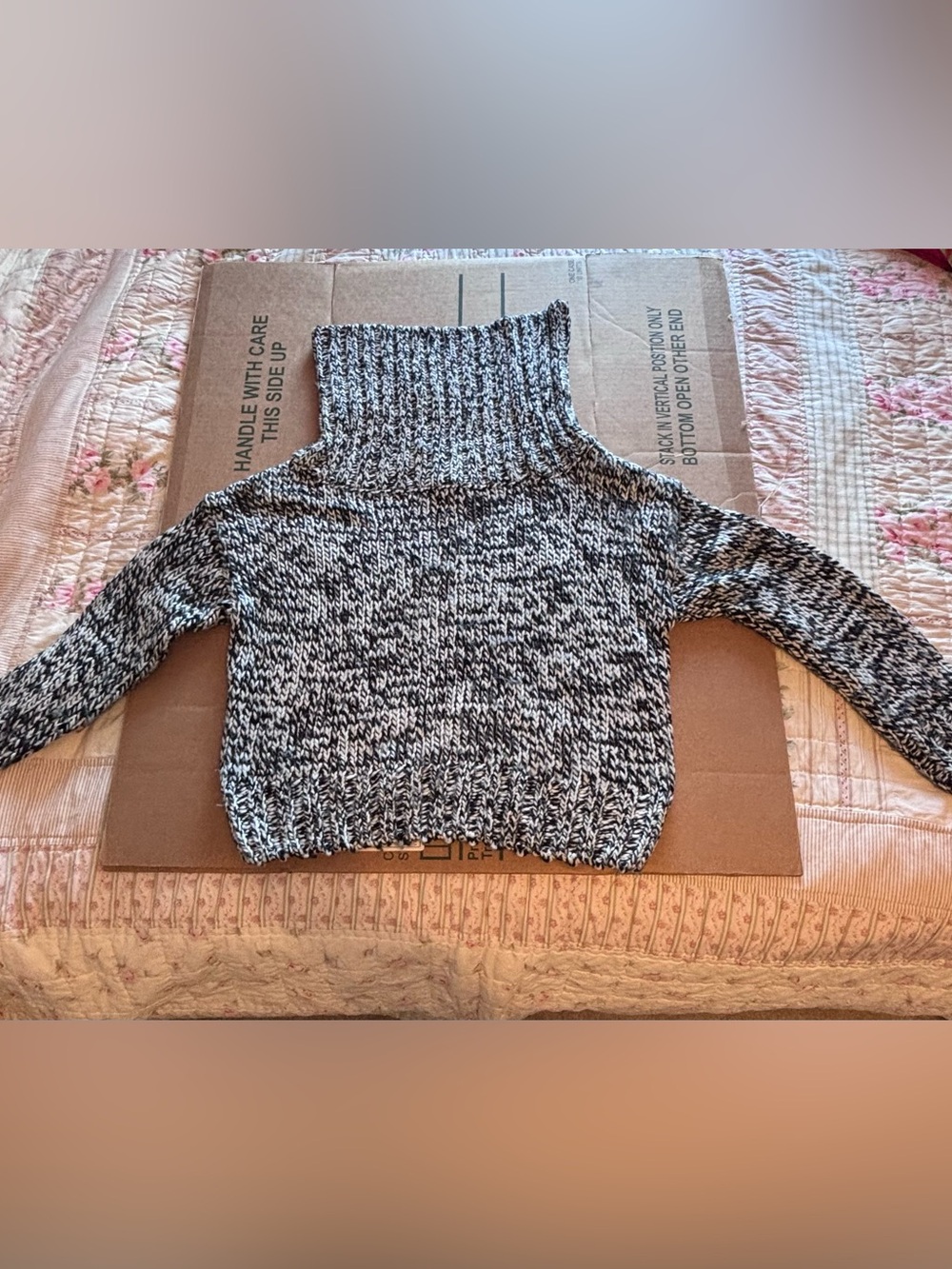 Catherines Black & White Marled Turtleneck Sweater